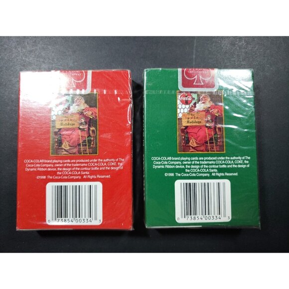 Playing Cards Coke Coca Cola For Sparkling Holidays 1998 2 Decks w Tin Santa - Picture 9 of 12
